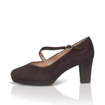 Clare Wide Width Mary Jane Platforms - Brown Suede