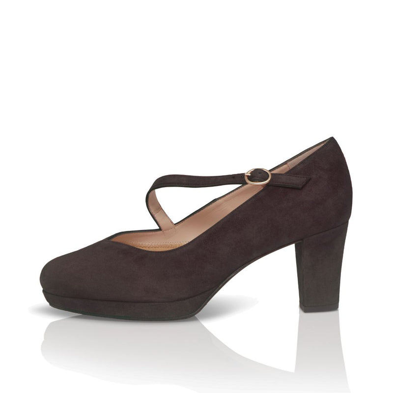 Clare Wide Width Mary Jane Platforms - Brown Suede
