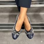 Corrine Extra Wide Width Flats - Navy Tweed