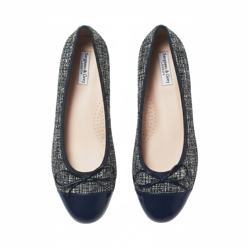 Corrine Extra Wide Width Flats - Navy Tweed