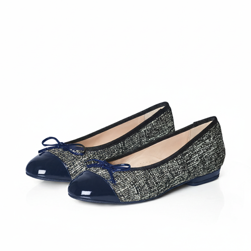 Corrine Extra Wide Width Flats - Navy Tweed