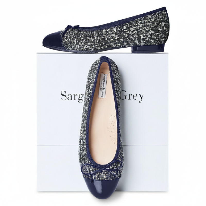Corrine Extra Wide Width Flats - Navy Tweed