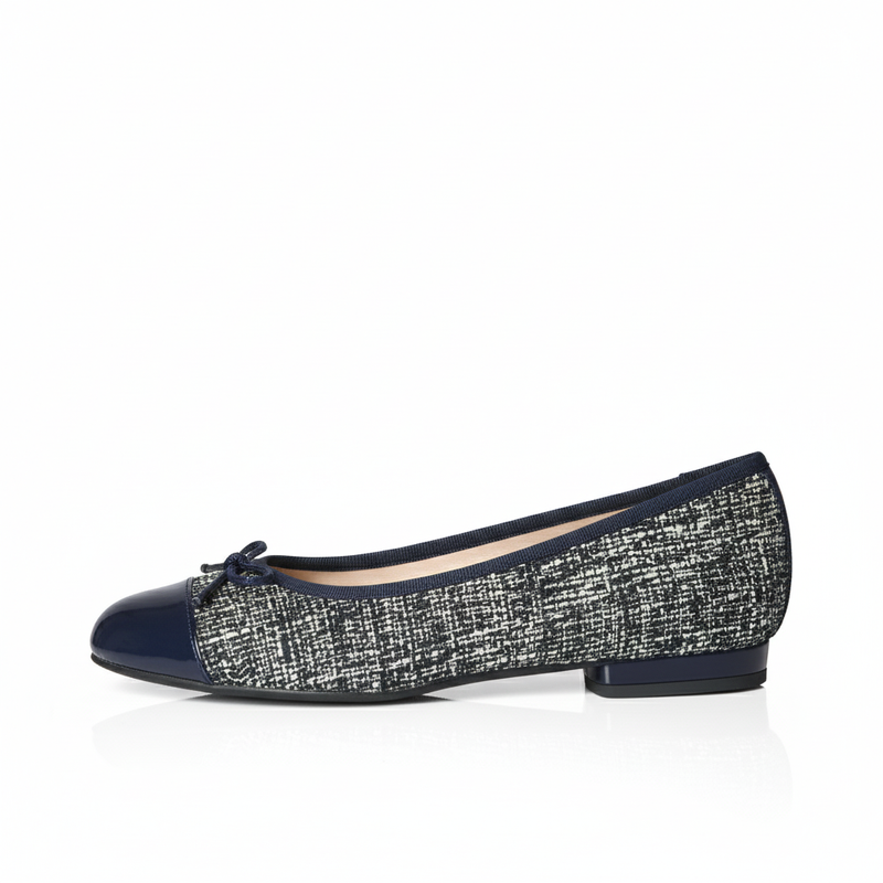 Corrine Extra Wide Width Flats - Navy Tweed