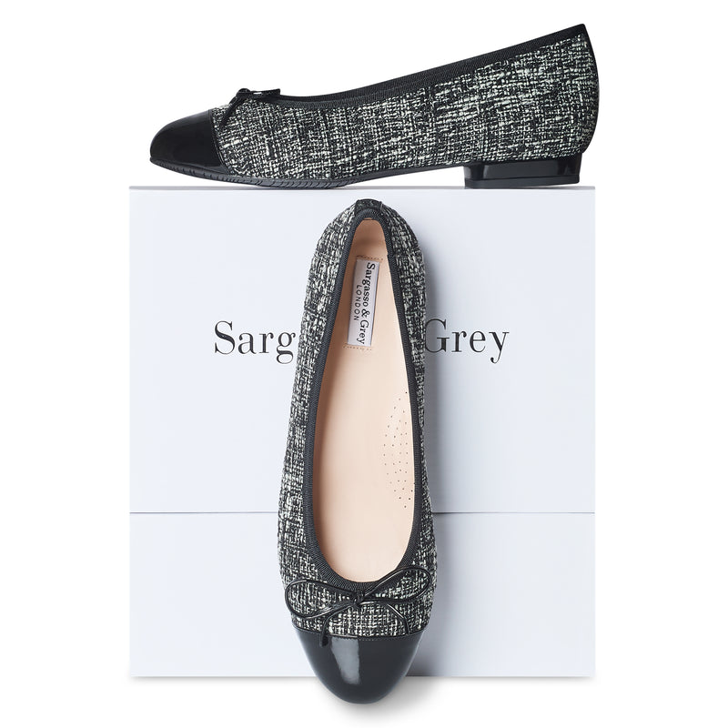 Corrine Extra Wide Width Flats - Black Tweed