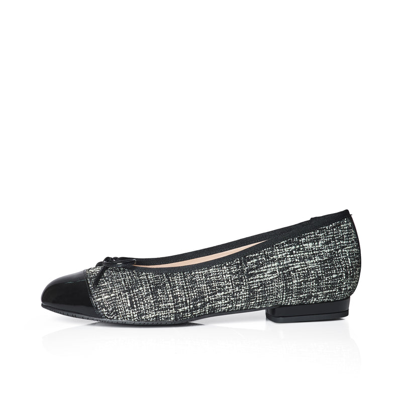 Corrine Extra Wide Width Flats - Black Tweed