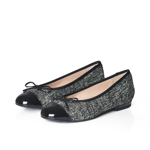 Corrine Extra Wide Width Flats - Black Tweed
