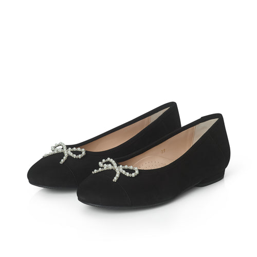 Crissy Extra Wide Width Flats - Black Suede