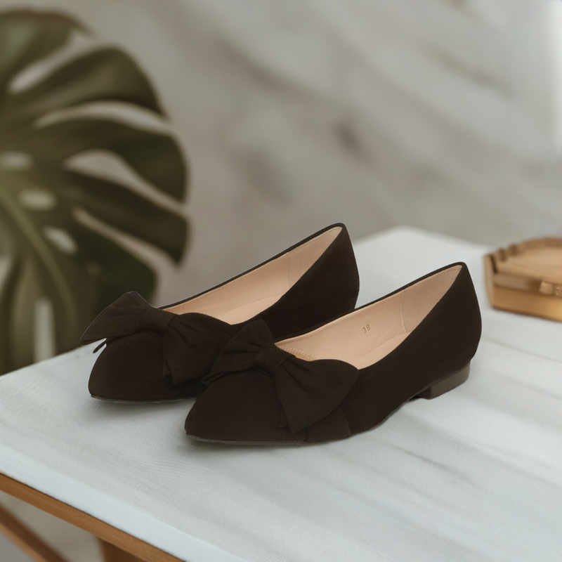 Wide Width Black Suede Bow Flats – Sargasso and Grey USA Wide Width Black Suede Bow Flats – Sargasso and Grey USA