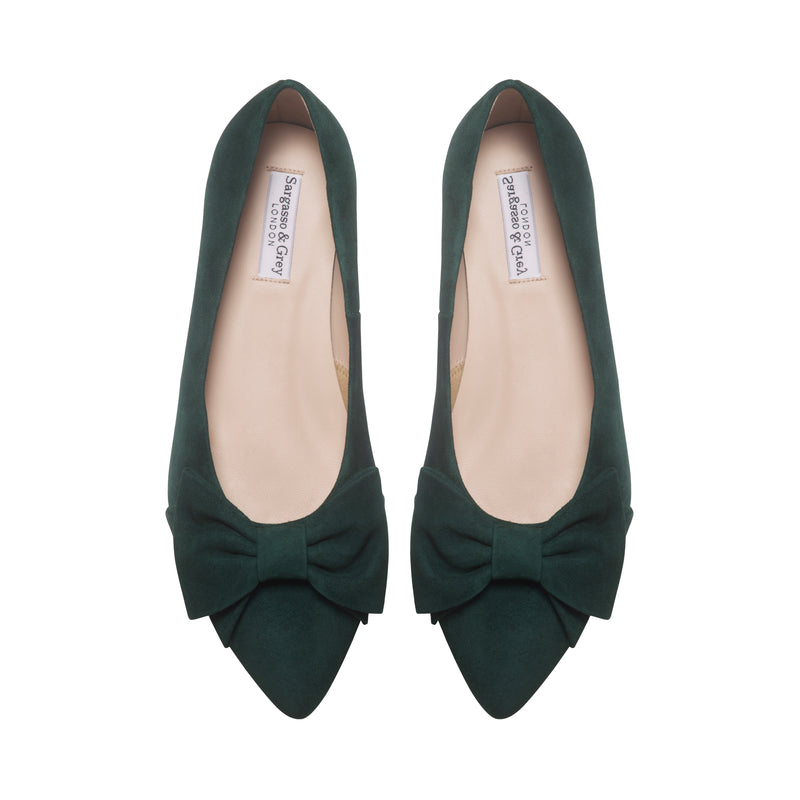 Dionne Extra Wide Width Flats - Green Suede
