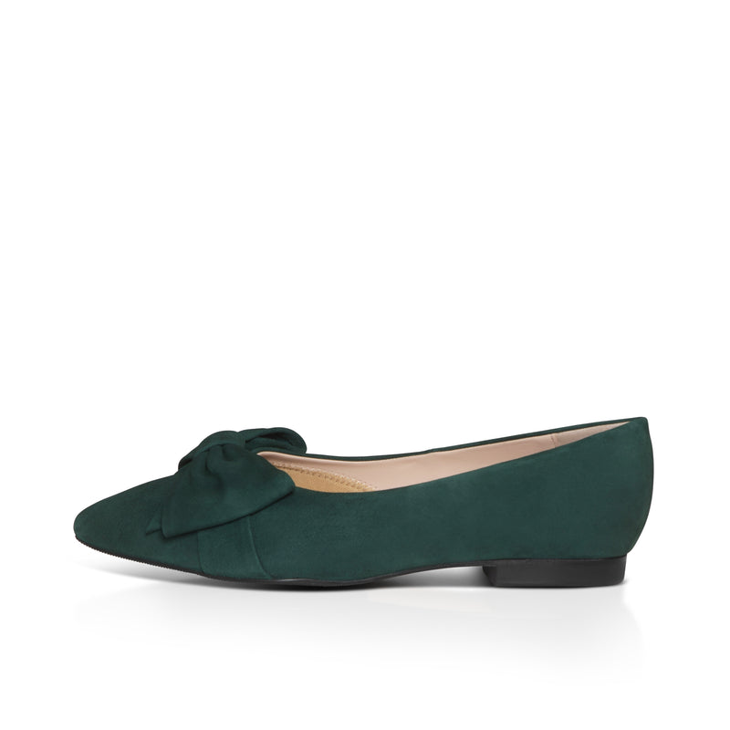 Dionne Wide Width Flats - Green Suede