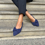 Dionne Wide Width Flats - Navy Suede