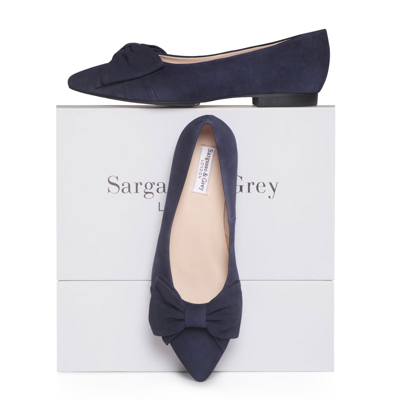 Dionne Wide Width Flats - Navy Suede