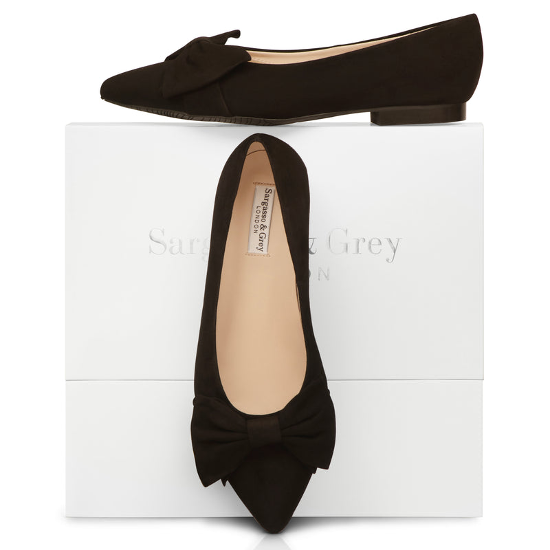 Dionne Extra Wide Width Flats - Black Suede