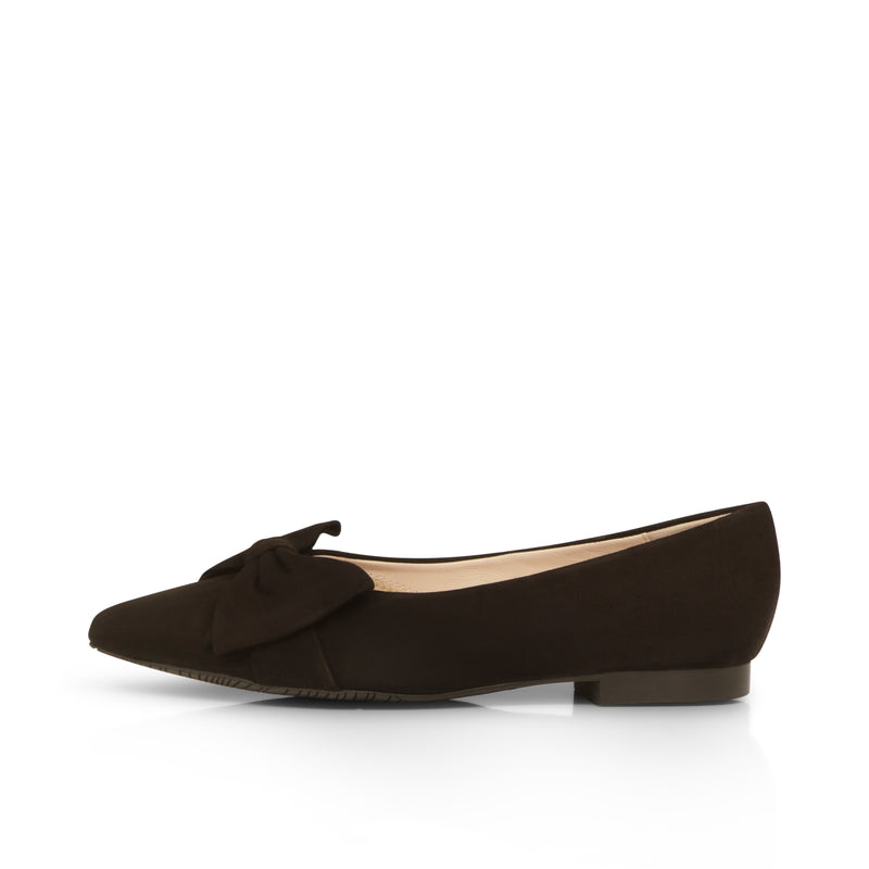 Wide Width Black Suede Bow Flats Sargasso and Grey USA Wide Width Black Suede Bow Flats Sargasso and Grey USA