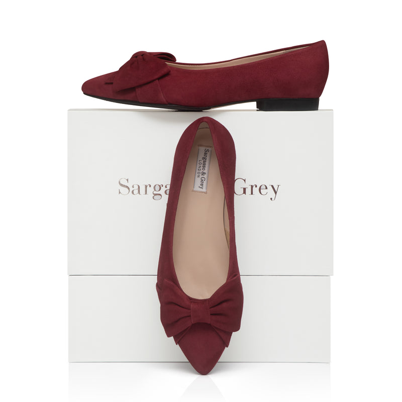 Dionne Wide Width Flats - Burgundy Suede