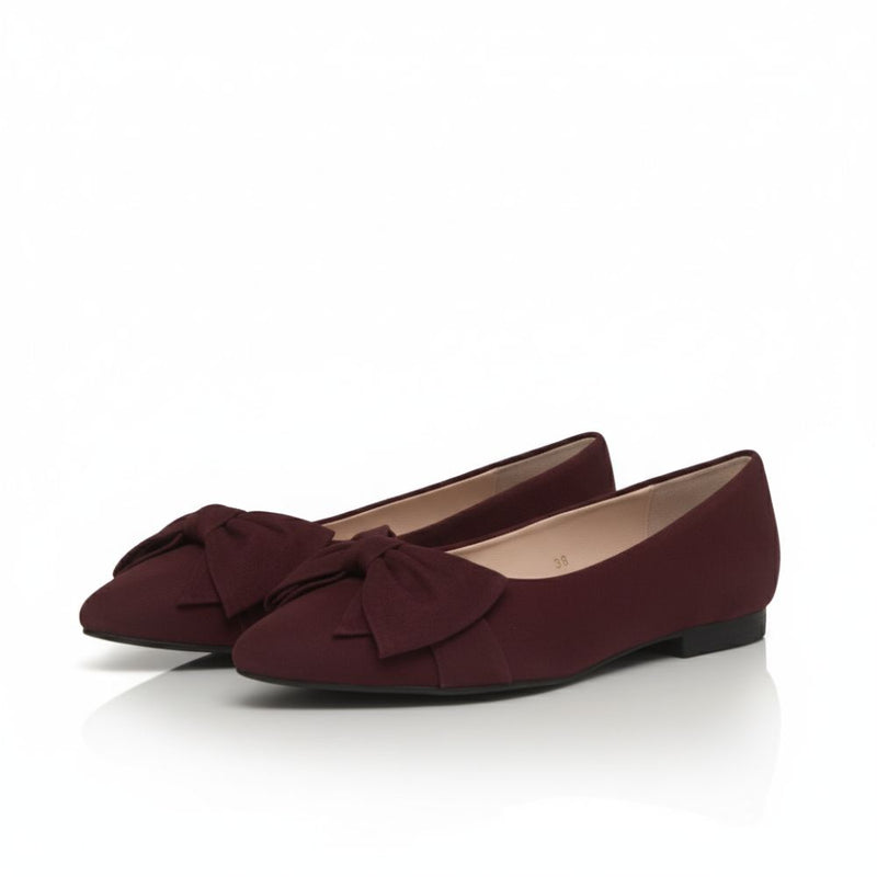 Wide Width Burgundy Suede Bow Flats Sargasso and Grey USA Wide Width Burgundy Suede Bow Flats Sargasso and Grey USA