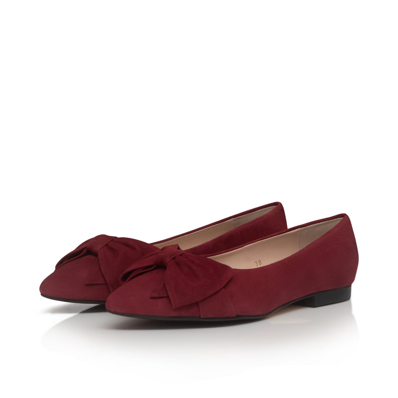 Dionne Wide Width Flats - Burgundy Suede