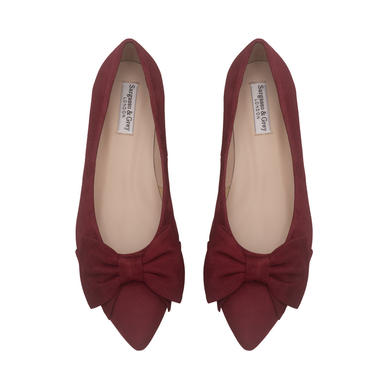 Dionne Wide Width Flats - Burgundy Suede