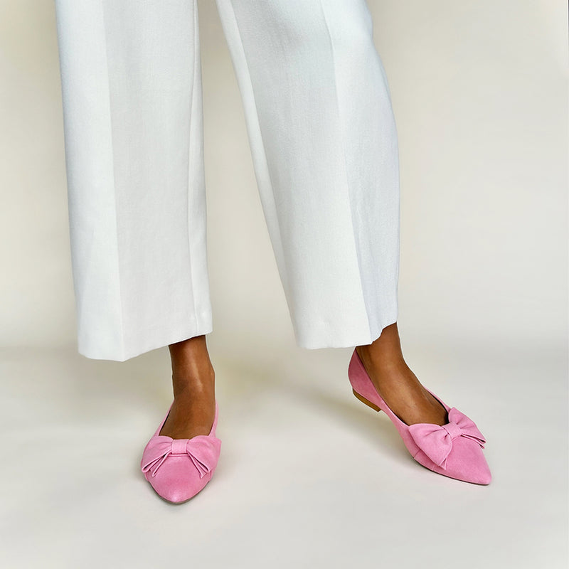 Dionne Wide Width Flats - Pink Suede