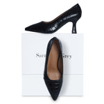 Eleanor Wide Width Pumps - Black Mock-Croc