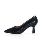 Eleanor Wide Width Pumps - Black Mock-Croc