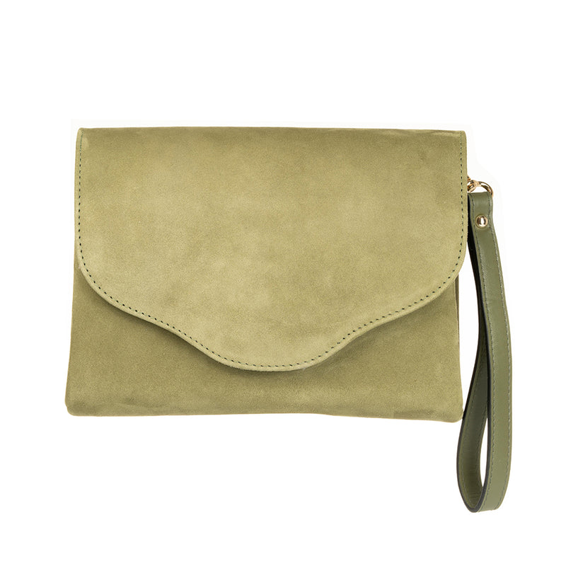 Clutch - Olive Green Suede