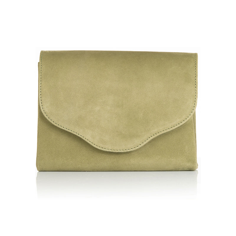 Clutch - Olive Green Suede