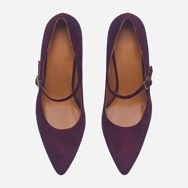 Elsa Wide Width Pumps – Burgundy Suede