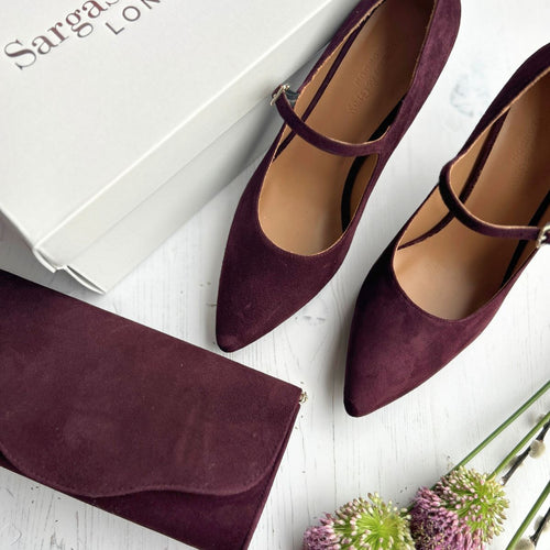 Elsa Wide Width Pumps – Burgundy Suede