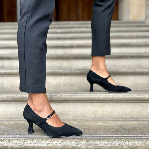 Elsa Wide Width Pumps – Black Suede