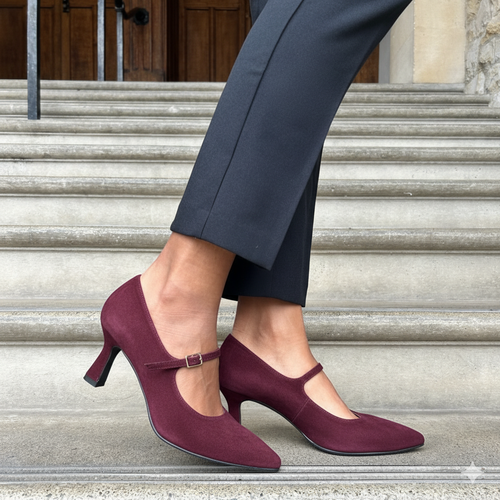Elsa Wide Width Pumps – Burgundy Suede