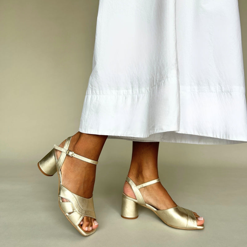 Erica - Wide Width Sandal - Gold Leather