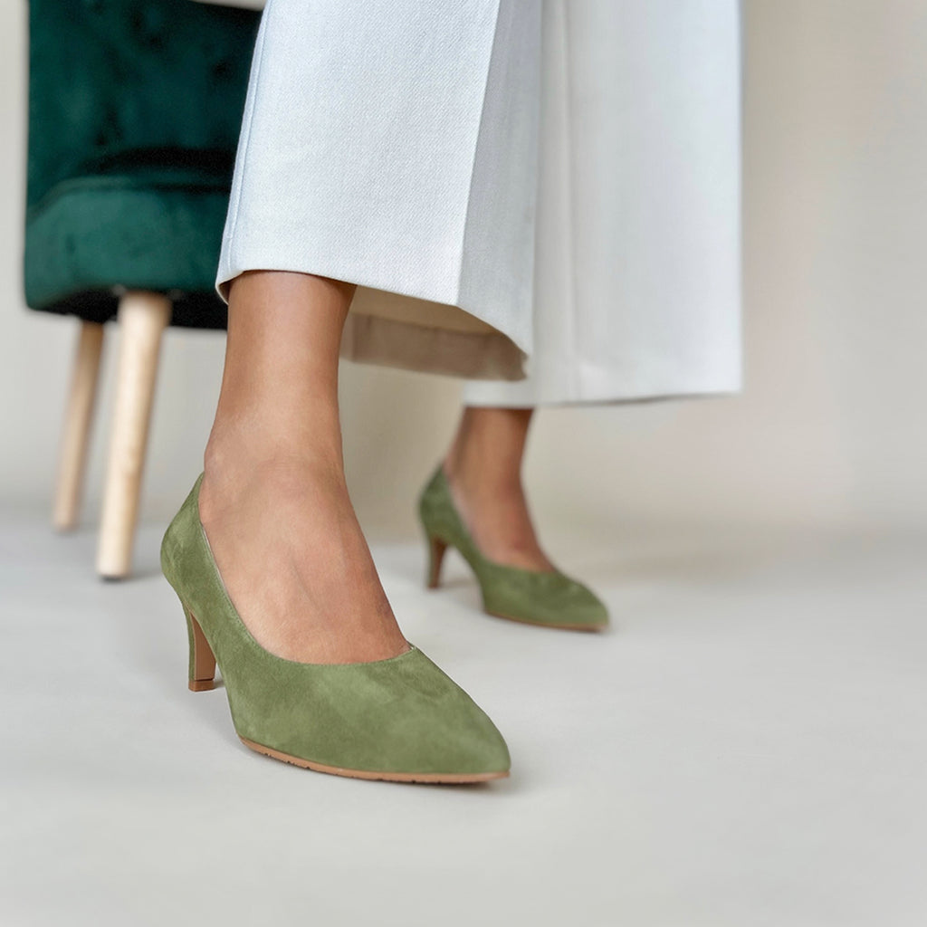 Olive green pumps on sale