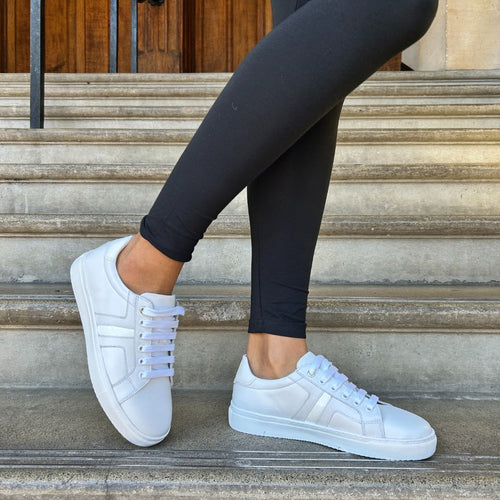 Extra Wide Width Sneakers - White Leather