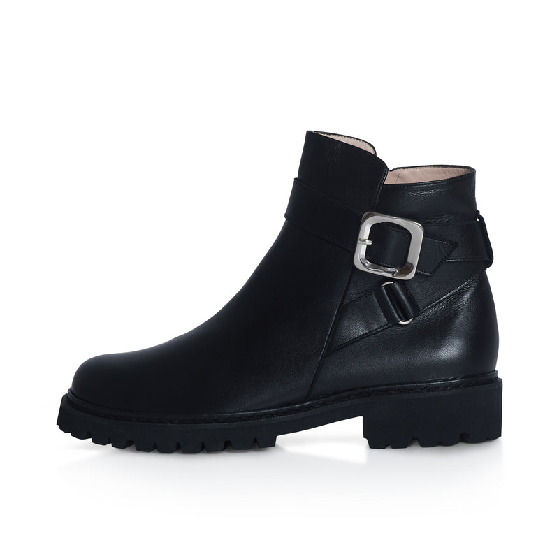 Kango Extra Wide Width Biker Boots - Black Leather