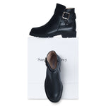 Kango Extra Wide Width Biker Boots - Black Leather