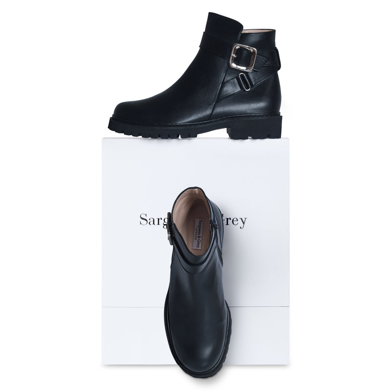 Kango Extra Wide Width Biker Boots - Black Leather
