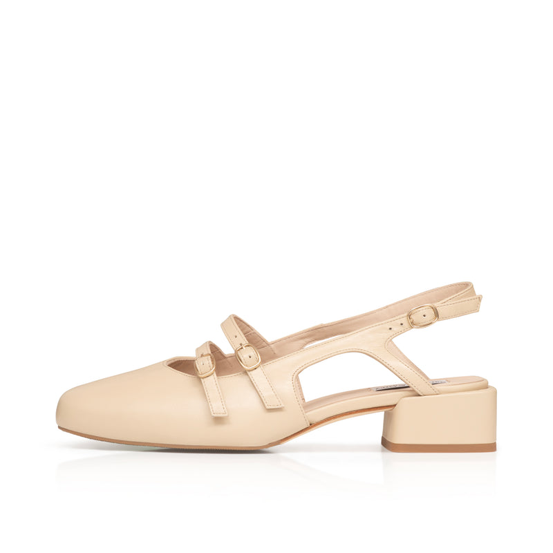 Faith Wide Width Slingback - Bone Leather