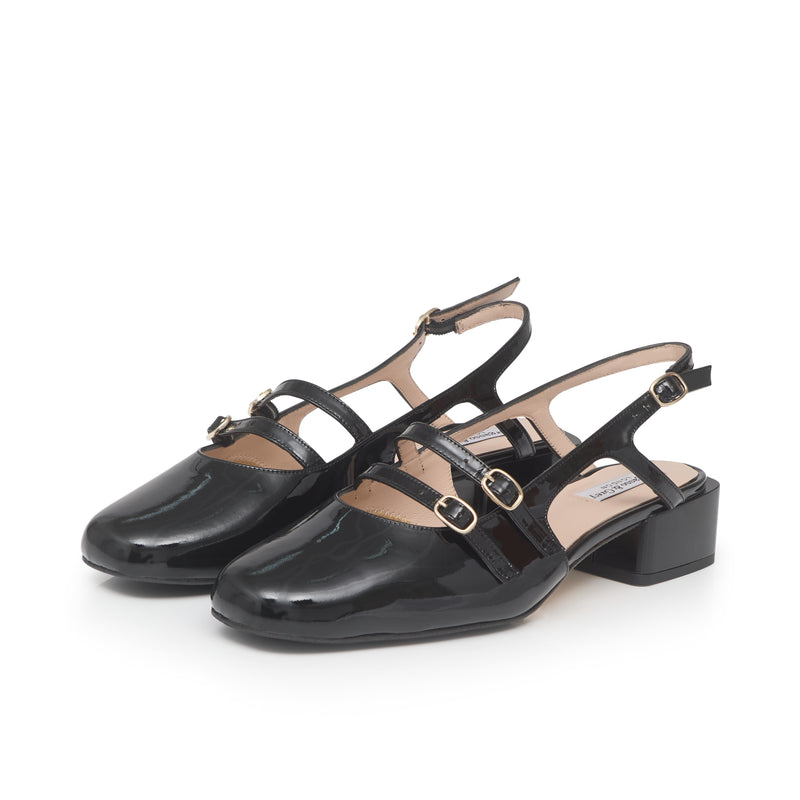 Faith Wide Width Slingback - Black Patent