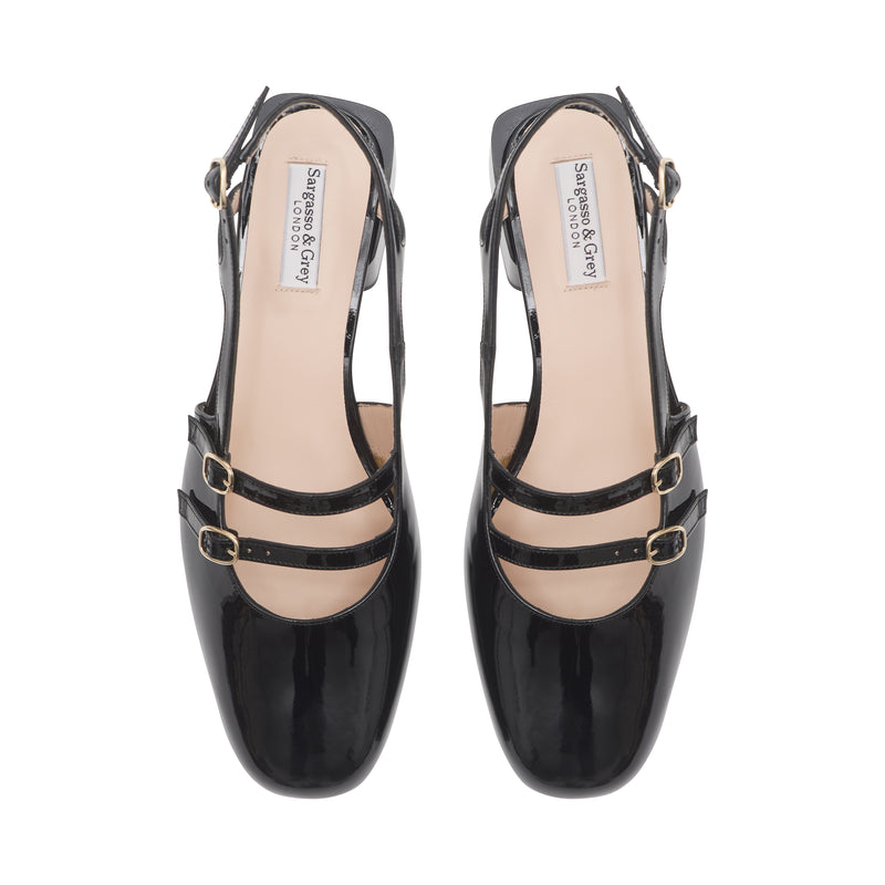 Faith Wide Width Slingback - Black Patent