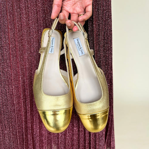 Fern Wide Width Slingback - Gold Leather