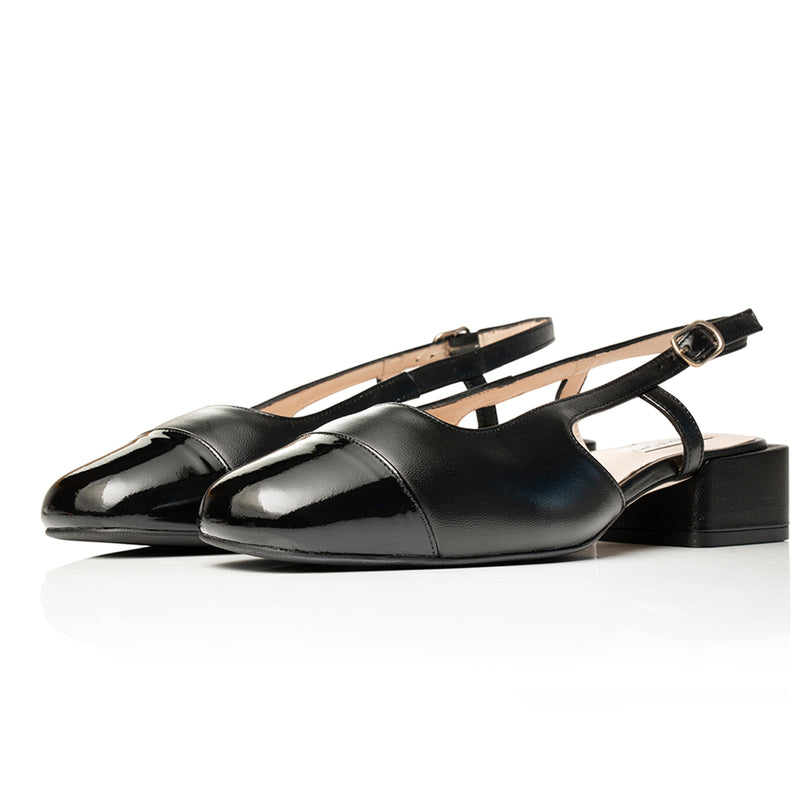 Fern Wide Width Slingback - Black Leather