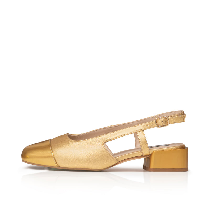 Fern Wide Width Slingback - Gold Leather