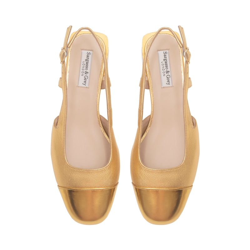 Fern Wide Width Slingback - Gold Leather