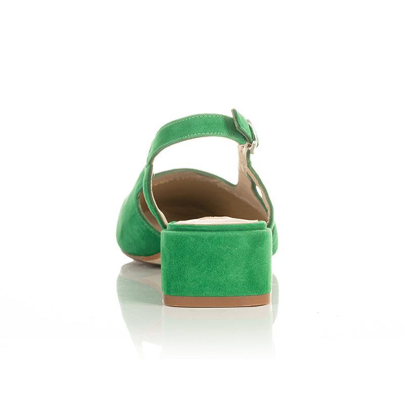 Fern Wide Width Slingbacks - Green Suede