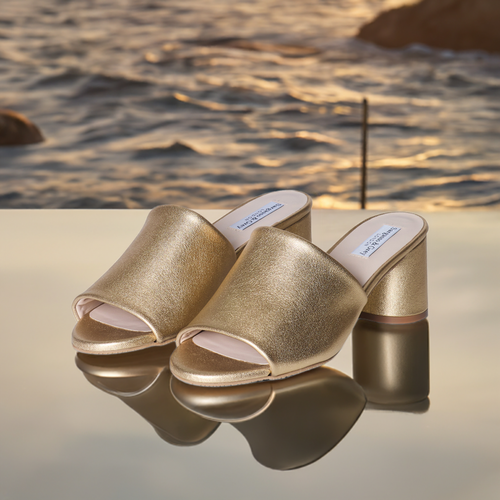 Fiona Extra Wide Width Mules  - Gold Leather
