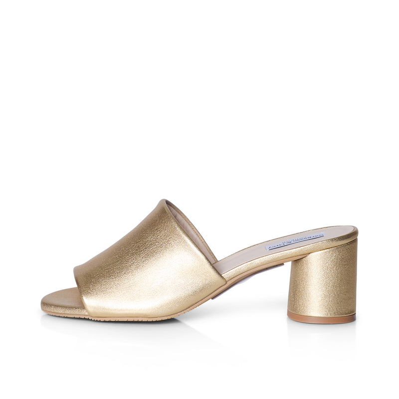 Fiona Extra Wide Width Mules  - Gold Leather