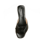 Freya - Wide Width Sliders - Black Leather