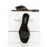 Freya - Wide Width Sliders - Black Leather