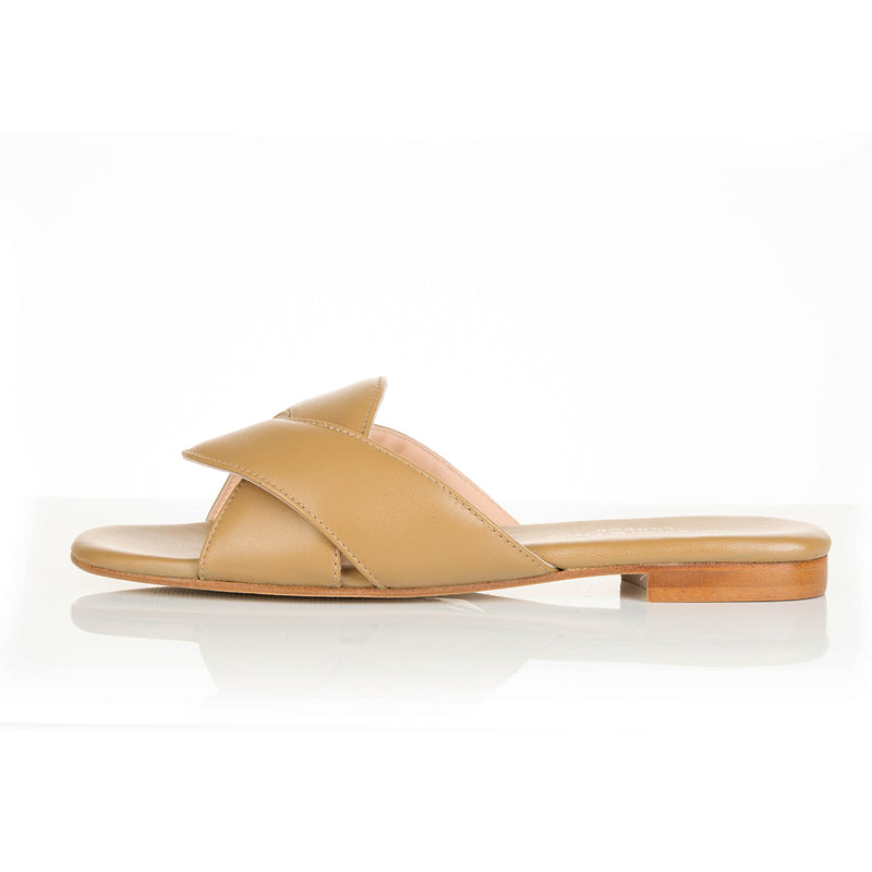 Freya - Wide Width Sliders - Biscuit Leather